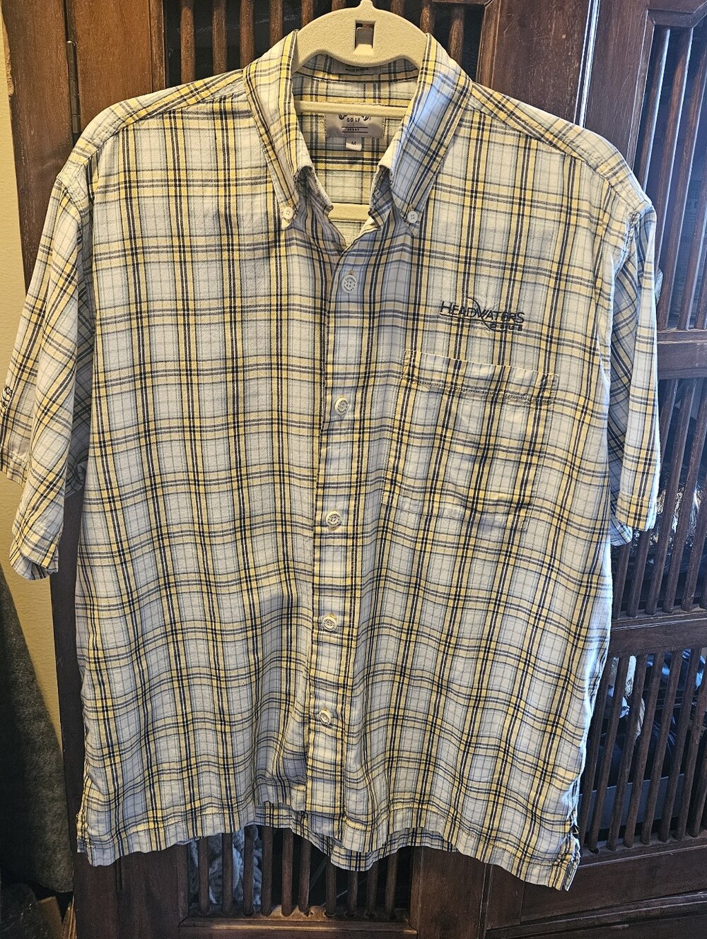 Callaway Golf Men’s Short-Sleeve Plaid Button-Down Shirt - White & Yellow Size M